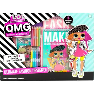 LOL Surprise! OMG Flawless Fashion Sketchbook by Horizon Group USA, DIY Craft Kit, Learn Pattern Making & Drawing, Includes Sketchbook, Stencils, Art Pages, Repositionable Stickers & More