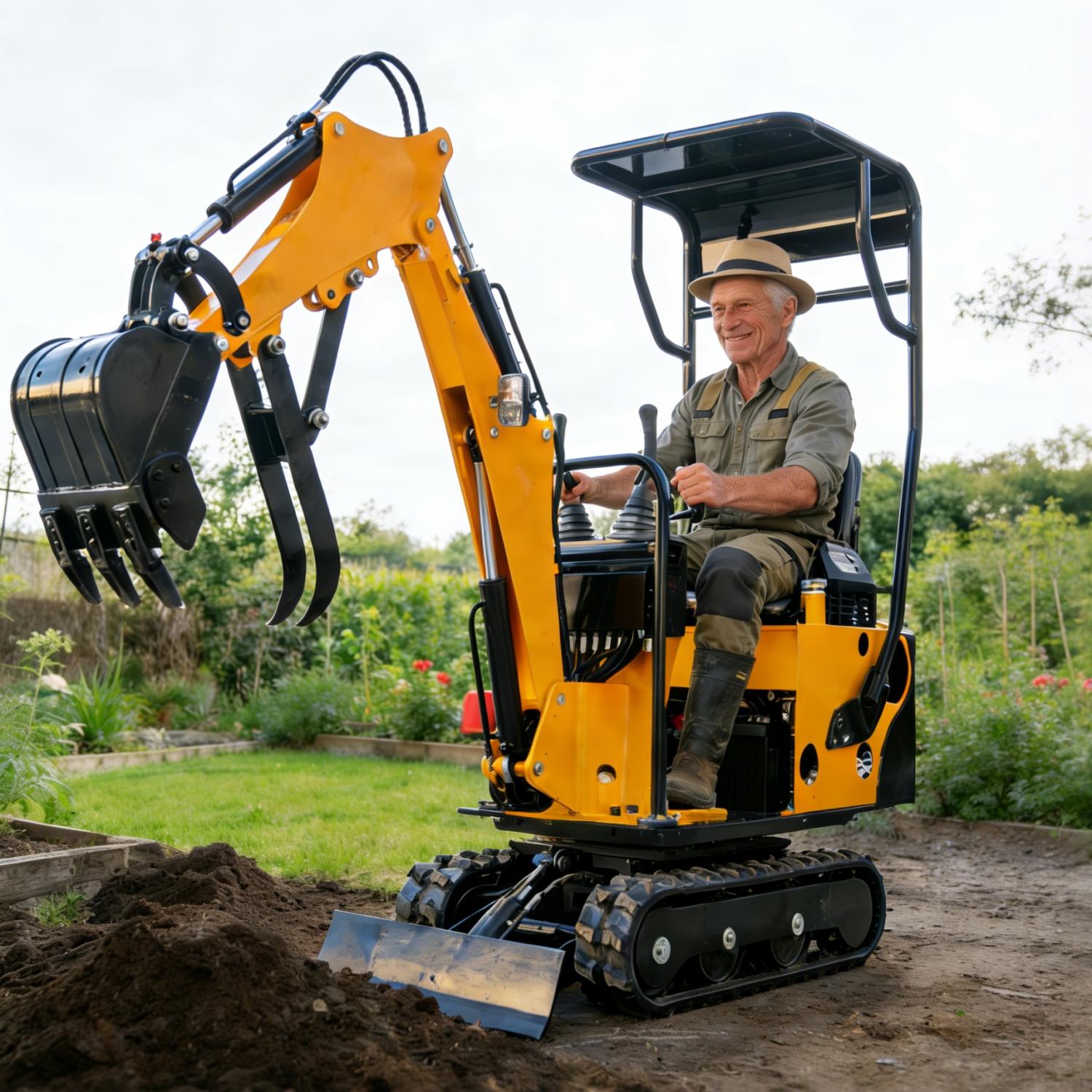 [US spot stocks]0.8 Ton Mini Excavator with 13.5HP Gasoline Engine, Bucket, Canopy, Mechanical Thumb Clamp, US Stock Compact Backhoe Digger Crawler Excavator for Trenches, Construction, Garden