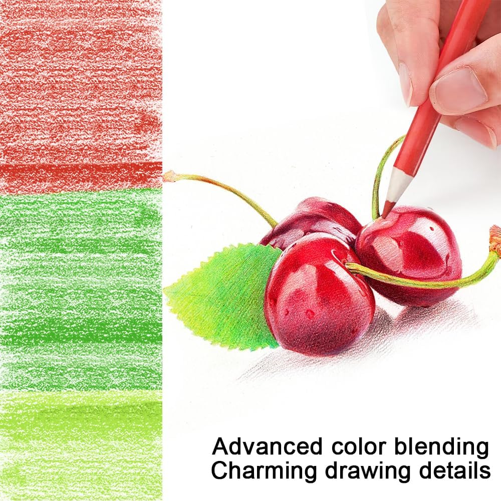 180 Colored Pencils for Adult Coloring Books, 12 Metallic Pencil, Oil Based Soft Core Professional Color Pencils for Artists , Drawing Coloring Sketching Blending