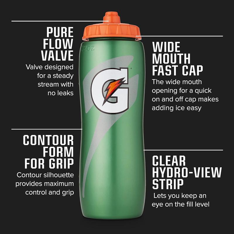 Gatorade Water Bottle with Squeeze Lid - 32oz, 2 Pack Drinkware Wide Mouth Washable