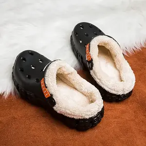 Unisex winter slip-on shoes with a detachable plush lining, thickened sole, and warm design for snowy and cold weather—breathable casual outdoor footwear with unique grip patterns, durable