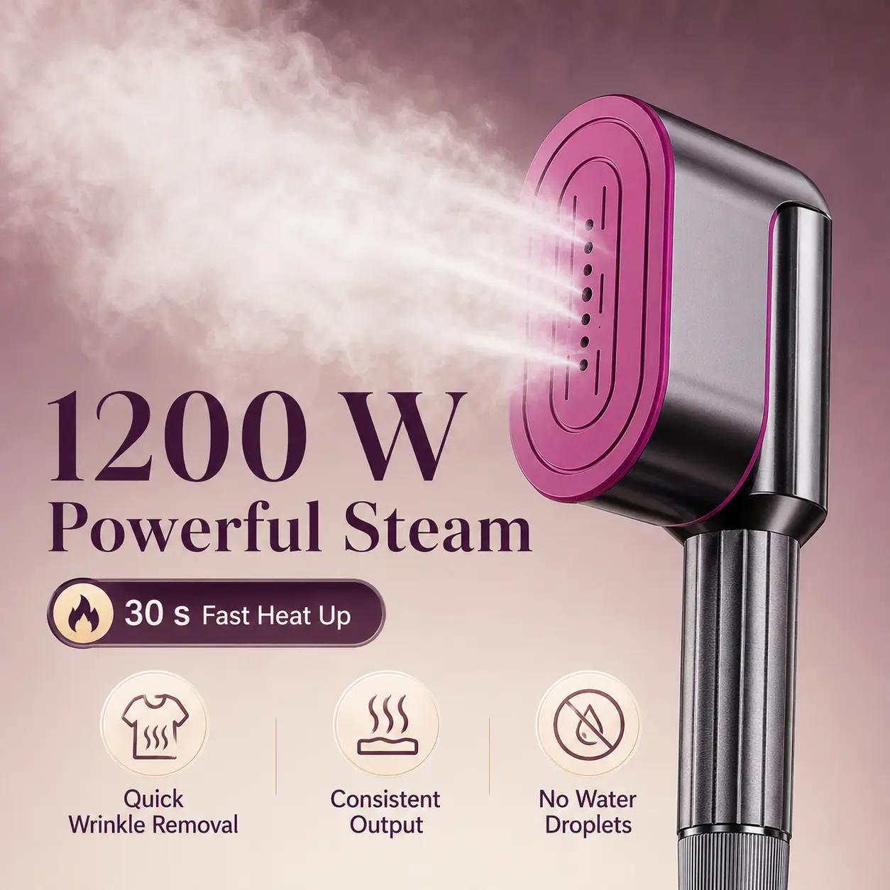 2-in-1 Handheld Garment Steamer, Portable Clothes Steamer, Fast Heat Wrinkle Remover, Longer & Thicker Cord, Travel Steamer for Home, Office & Back to School