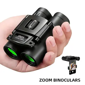 1 Piece 10x25 High Power Mini Pocket Binoculars, Comes with Phone Adapter - Compact and Portable Design, Suitable for Bird Watching, Hunting, Concerts, Travel, and Sightseeing - Black, 10x Magnification, Lightweight and Easy to Carry, Theater Binoculars |