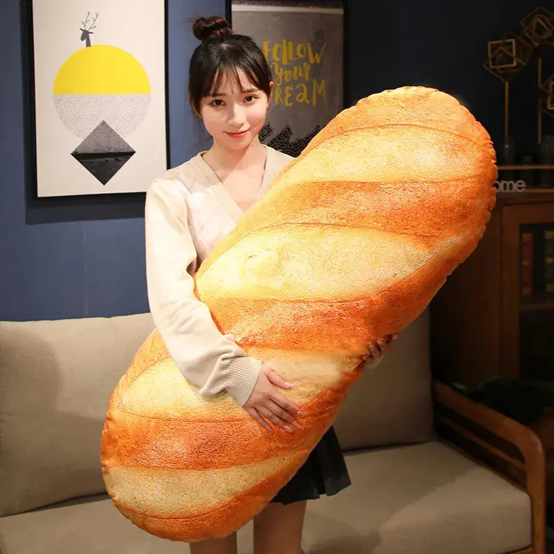 High Quality French Bread Soft Plush Pillow with Realistic Print & Printed Details, Stuffed Toy for Bedroom Sleeping Companion, Party Prop Decoration, Men's Gift
