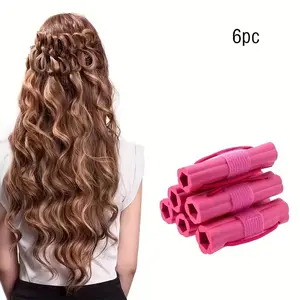 6pcs Sponge Curling Iron Set, Lazy Sleep Big Wave Volume Hair Roller, No Heat Styling Tool, Damage-Free Hair Care Accessories