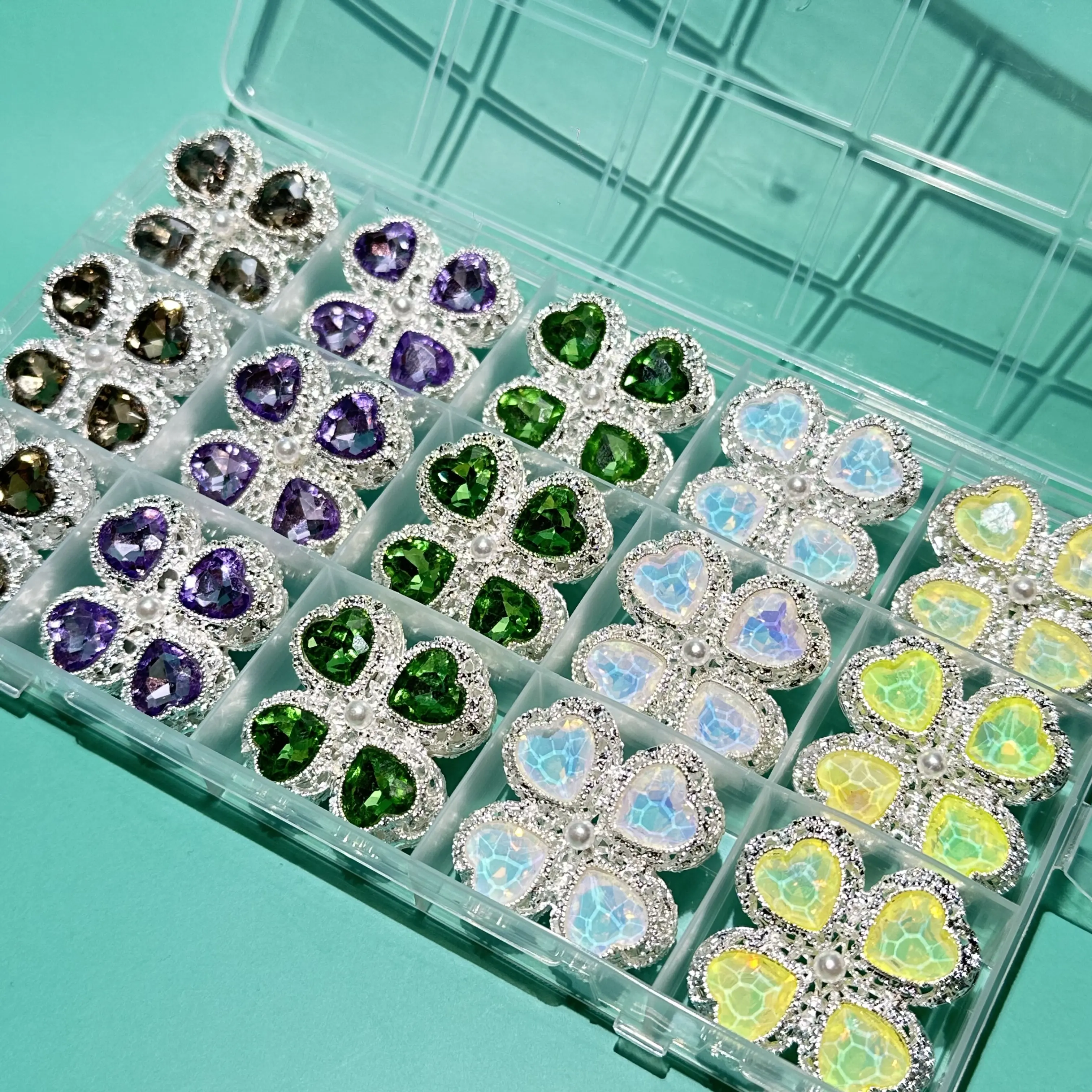 【B135】【Love Heart Lucky Clover Metal Beads 】34mm Rainbow Mix For DIY Pen/Jewelry Making