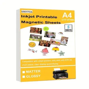 5 Pcs A4 Magnetic Glossy Photo Paper Inkjet Printing Magnetic Photo Paper Printing Matt Magnetic DIY Refrigerator Stickers