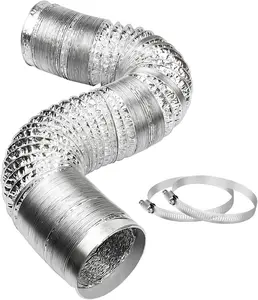 4 Inch 5  Dryer Vent Hose, Non-Insulated  Foil Ducting for Clothes Dryer, Grow Tent, Exhaust Fan
