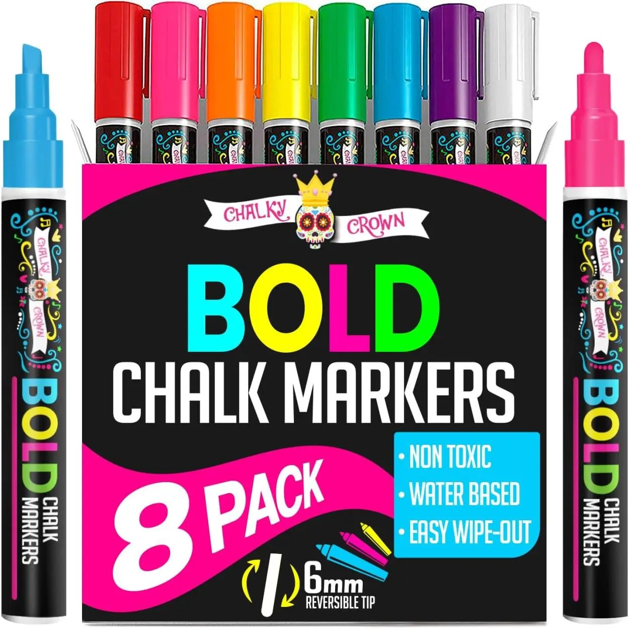 Bold Liquid Chalk Markers - Dry Erase Marker Pens for Chalkboards, Signs, Window Writing Tools