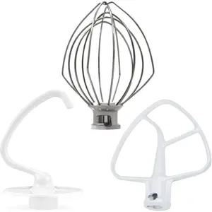 3 count Stand Mixers Repair Set for Kitchen Tilt- Stand Mixers K45DH Dough Hook K45B Coated Flat  Paddle K45WW Wire Whip Compatible with kitchen aid Mixers Accessories by
