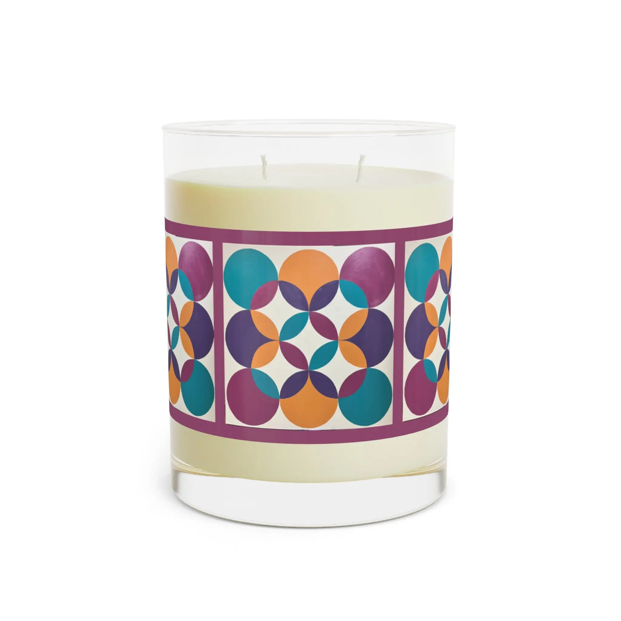 PINK CIRCLES SCENTED CANDLE - Full Glass, 11oz Spring Spa Aromatherapy Scented Candle, 100% eco friendly Soy Glass Jar, Easter Decor Scented Candle