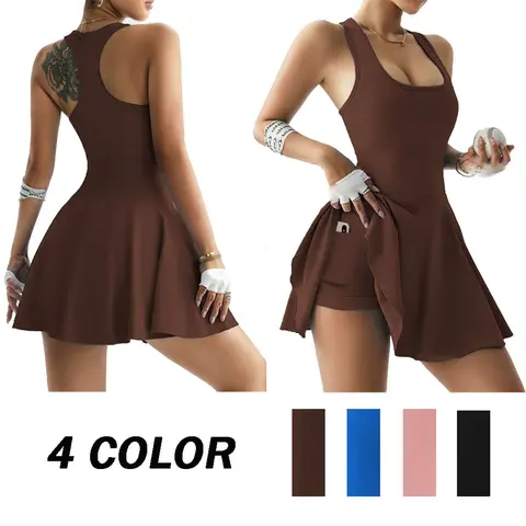 Women's Elegant Plain Fitted U-Neck Short Sleeve Casual Above-Knee Mini Black Dress - Soft Stretchy Nylon Blend Fabric, Side Pockets, Machine Washable, Normal Type, Size L, All Seasons Wear, Going Out