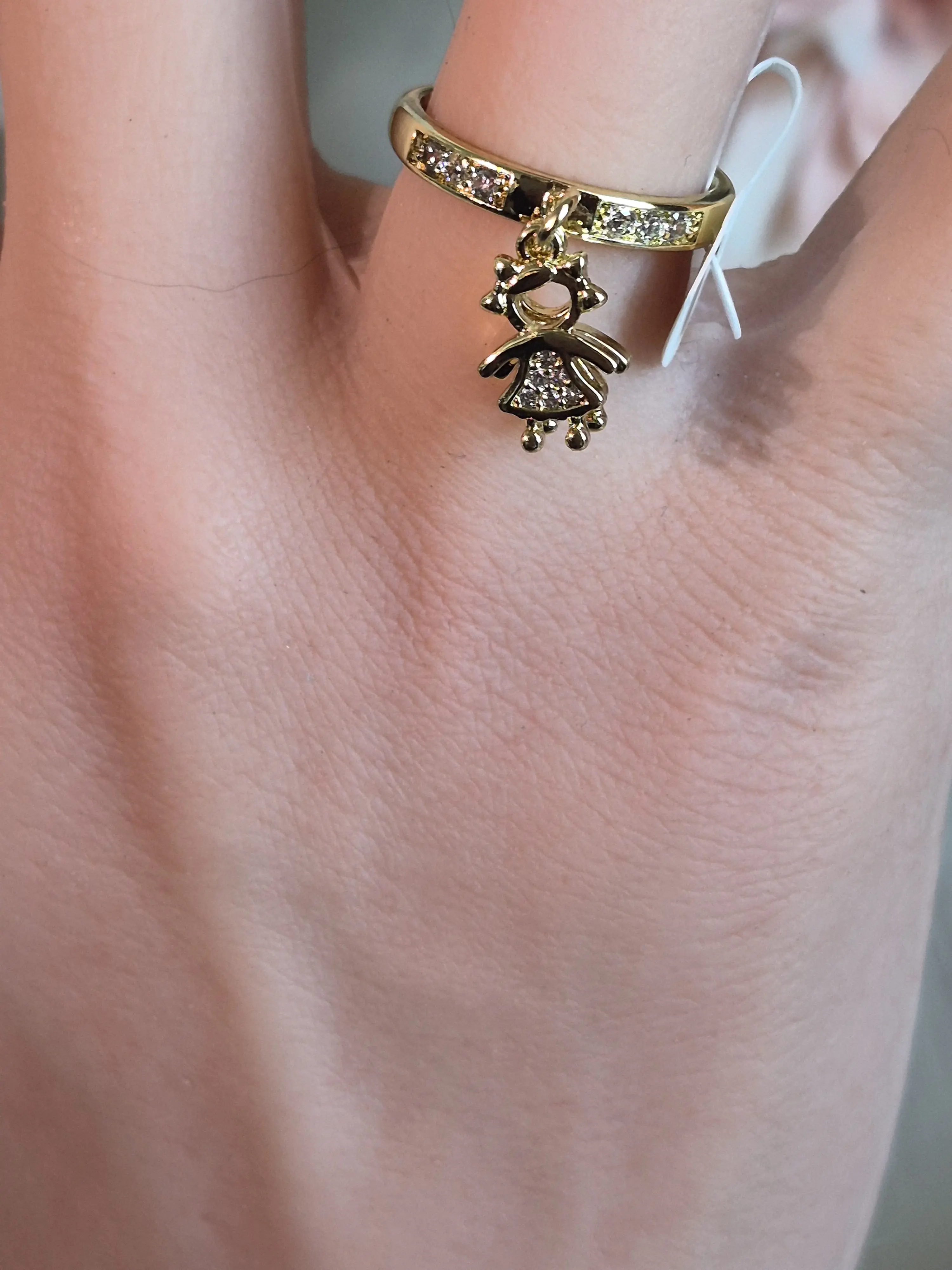 14K Gold Plated Boy & Girl Charm Ring