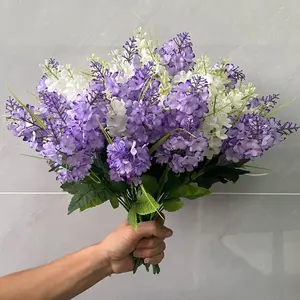 A Bouquet of 30 Artificial Flowers in White And Purple Hyacinths, Fade-Resistant And Low-Maintenance for Outdoor Use, Suitable for Indoor And Outdoor Weddings, Gardens, Offices, And Parties | Spring And Summer Decorative Floral Arrangements