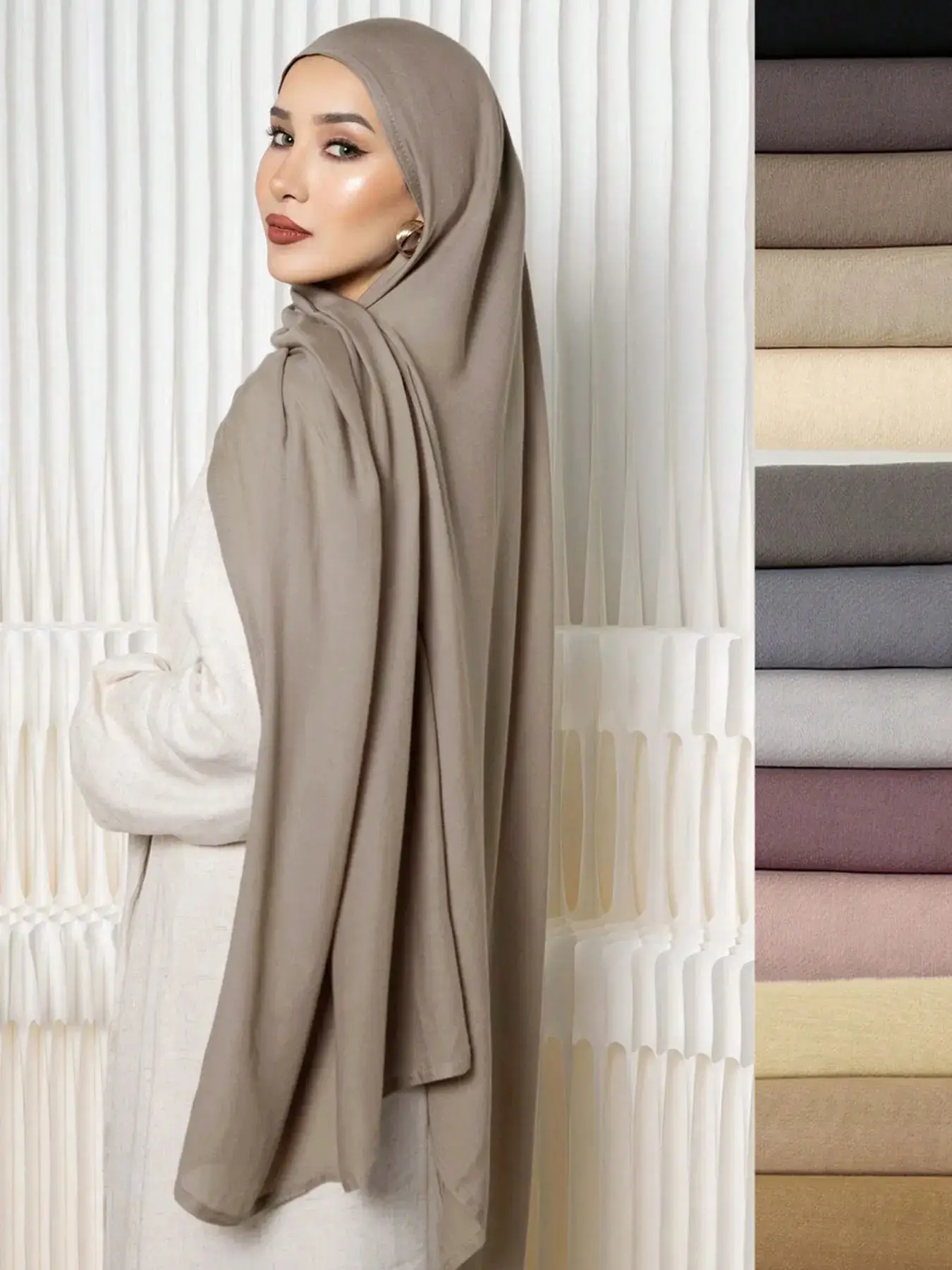 Women's Beach Sun Protection Silk Scarf, Soft Daily Use Hijab, Multifunctional Tube Scarf, Elastic Head Covering, Abaya Accessory