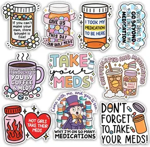 Medicine Reminder Sticker Pack, Funny Pharmacy Take Your Meds Sticker, Healthcare Medical Nurse Pharmacist Gift, Decoration for Laptop Tablet Office Water Bottle Helmet Vehicles