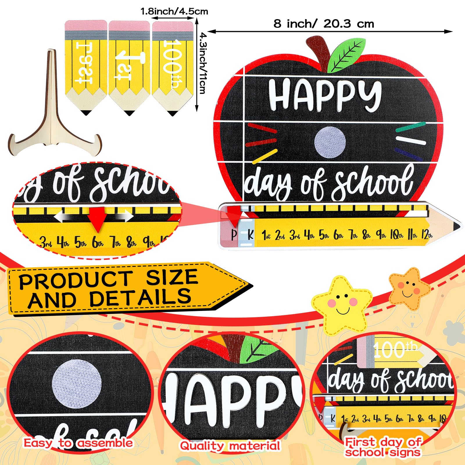 First & Last Day of School Sign Reusable Dry Erase 8" - Back to School Board Gifts Wooden Pencil Style, Cute Pencil Bow Notebook Design for Pre-K Kindergarten Photo Props First Day Last Day Traditions Teachers Parents Essentials Class of 2026 First & Last Day of School Sign Reusable Dry Erase 8" - Back to School Board Gifts Wooden Pencil Style, Cute Pencil Bow Notebook Design for Pre-K Kindergarten Photo Props First Day Last Day Traditions Teachers Parents Essentials Class of 2026
