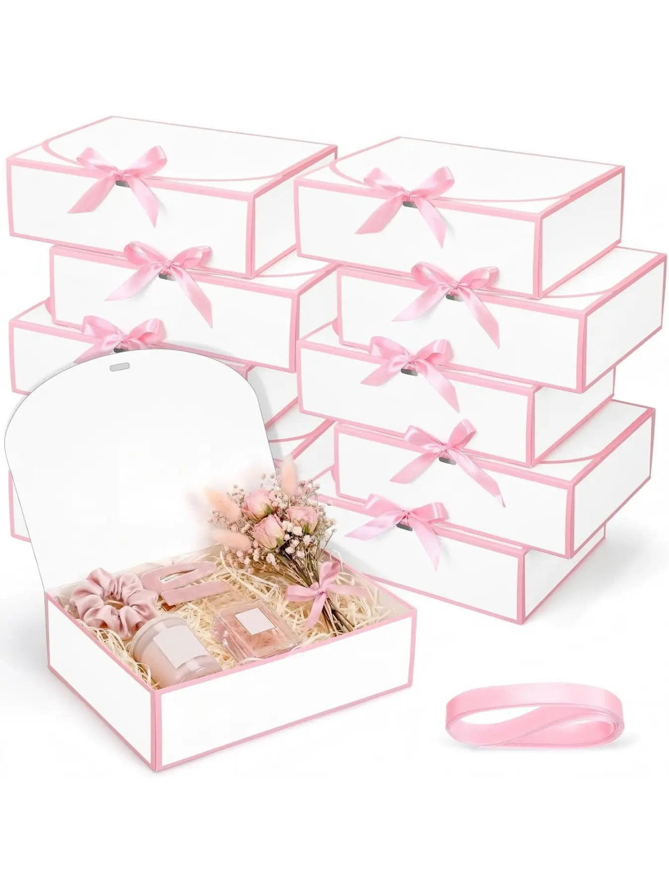 White Decorative Gift Boxes with Satin Ribbon, Party Favor Boxes for Proposals, Christmas, Wedding & Souvenir Gifts，needoh，nutrition geeks