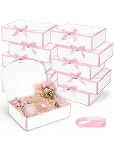 White Decorative Gift Boxes with Satin Ribbon, Party Favor Boxes for Proposals, Christmas, Wedding & Souvenir Gifts，needoh，nutrition geeks