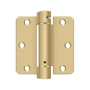 212 MAIN Steel Self-Close Spring Hinge, 3.5x3.5x0.25 in., Brushed Brass Finish for Motorcycle Locks & Security Accessories