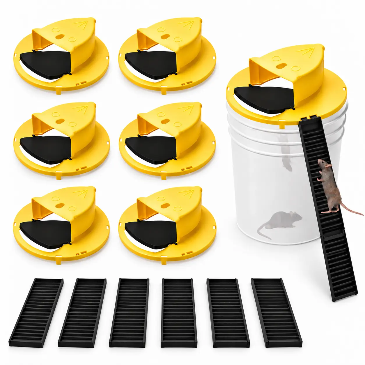 Reusable 5-Gal Bucket Lid Mousetraps, 8-Pack for Coverage, Simple-Install Rat Catching Tool, 12.2x12.2x3.54 Inches (31x31x9 Cm), 5-Gal Bucket Fit for Kitchens, Indoor/Outdoor Specialty Garden & Hardware Use,toolupgrade
