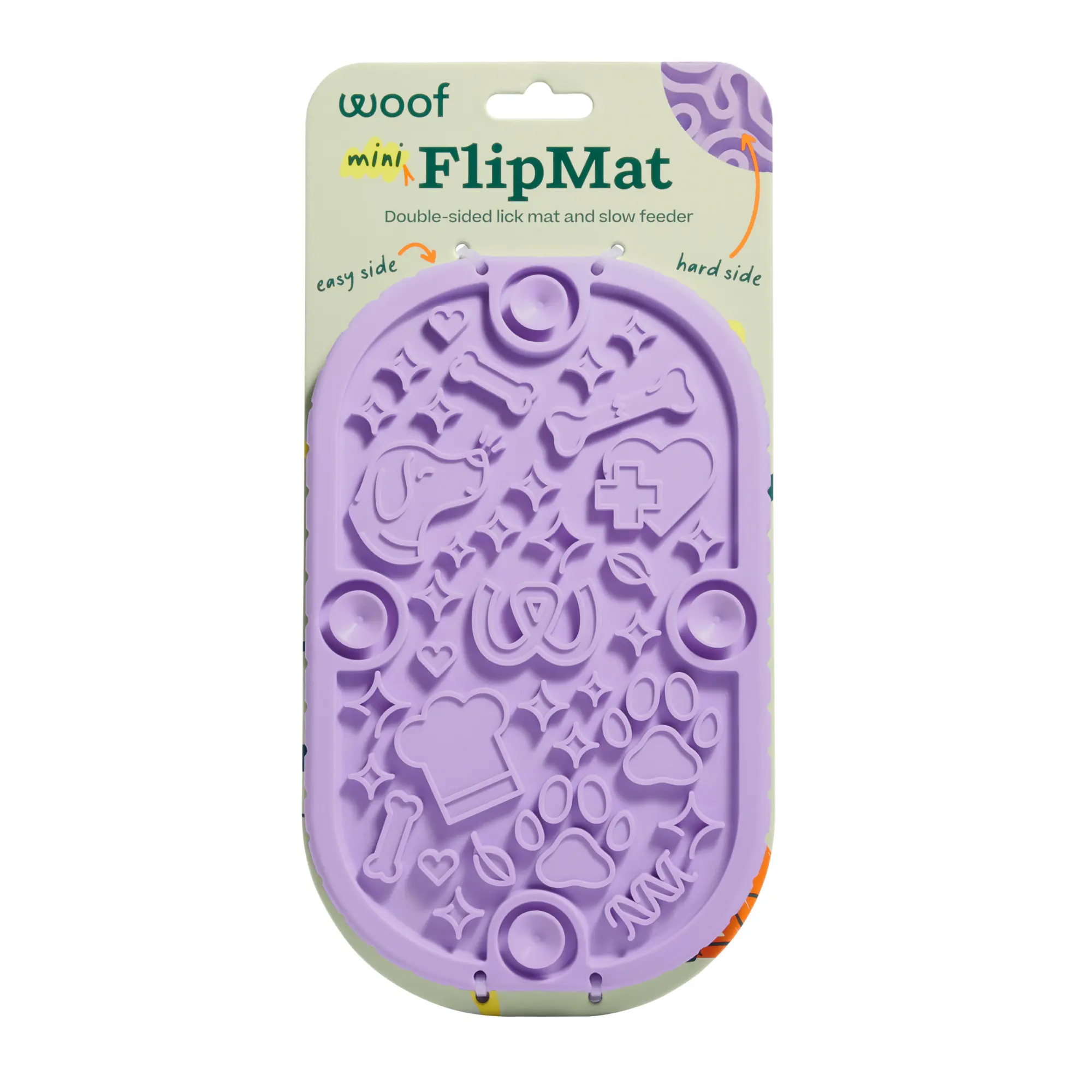Woof FlipMat Mini  BPA Free Silicone Dog Lick Mat, Portable Slow Feeder with Suction Cups & Dual-Sided Design, Dishwasher Safe