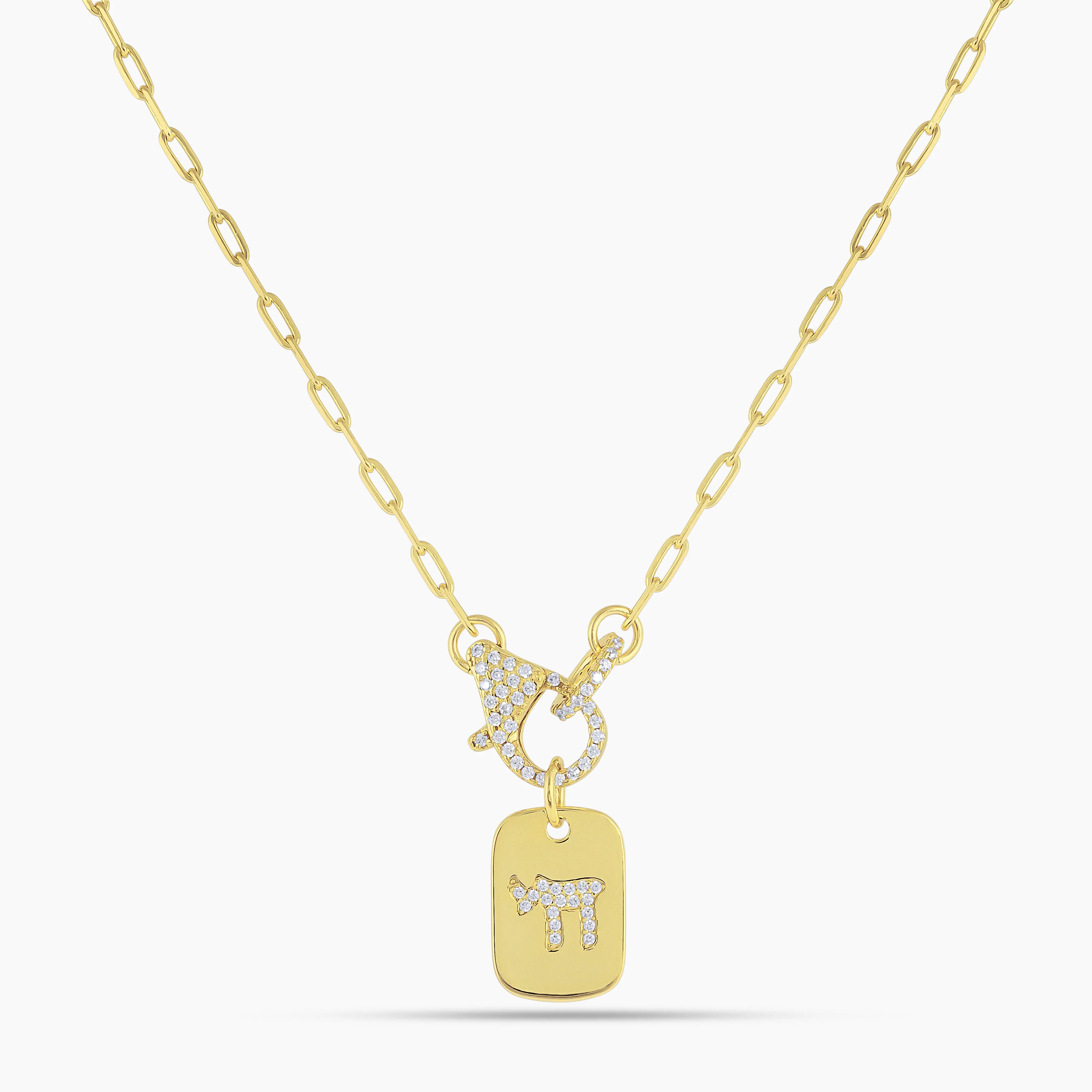 Swagy Chic Gold-Plated Ethnic Jewelry Layered Statement Necklace for Adults, CZ-Accented Chai Charm Links, Fashion Accessory, Ideal Necklace Gift, Gold Plated Jewelry, Layered Look, Silver