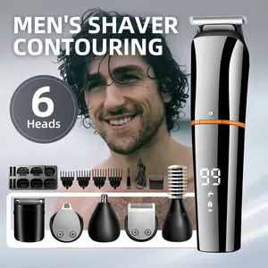KIKIDO 6-in-1 Professional Hair Clipper Set, Waterproof Rechargeable Beard Trimmer Nose Hair Trimmer, Perfect Gift for Men Dad Boyfriend
