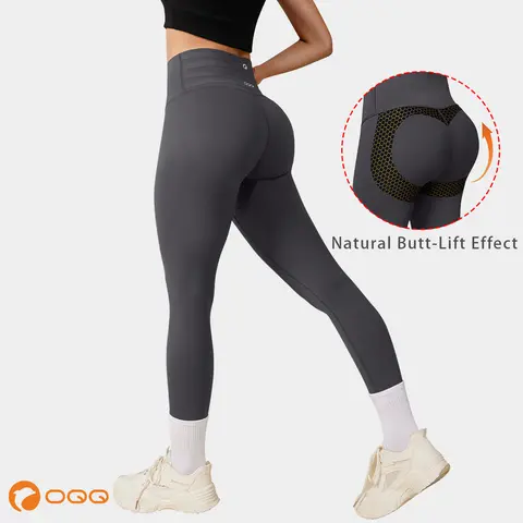 OQQ Women's High-Waist Seamless Regular-Length Yoga Leggings - Spandex Gym Workout Apparel with Stay-Put Waistband, Gym-to-Street Wear, Yoga-to-Casual Comfortable Basic Pants for Back to School,sohochic