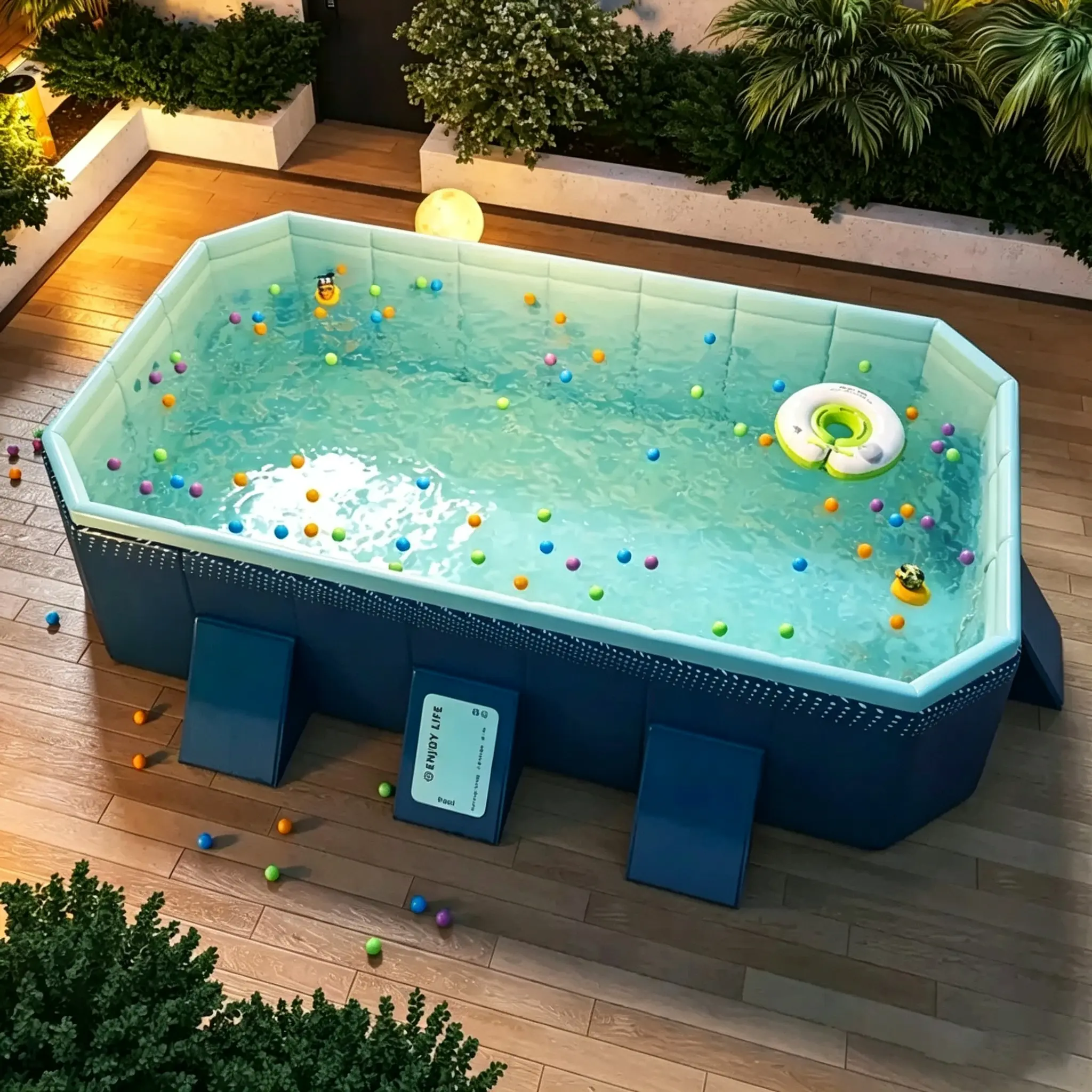 2.6m PVC folding pool (not inflatable) bathes and cools in summer, suitable for outdoor patio beach garden
