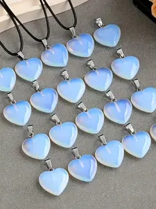 10/20/30pcs Natural Protein Stone Heart Pendants, DIY Jewelry Accessories, Yoga Meditation Decor, Handmade Gift for Family Friends