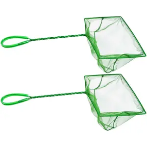 Aquarium Fishing Net Fish Tank Cleaning Tools Fine Mesh Net with Long Handle Green 8 Inch