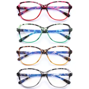 ZOELEAD 4 Pack Reading Glasses for Women-Cat Eye Blue Light Blocking Readers Fashion Computer Glasses with Spring Hinge Anti-Glare Readers for Women 2.0