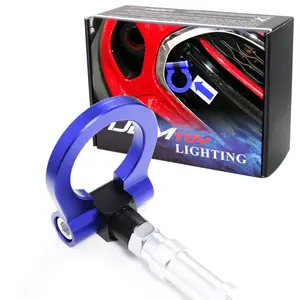 iJDMTOY Blue Track Racing Style Tow Hook Ring For BMW 1 2 3 4 5 X1 X3 X4 X5 X6 Series, For Mini Cooper F54 F55 R60 R61, Made of Lightweight Aluminum