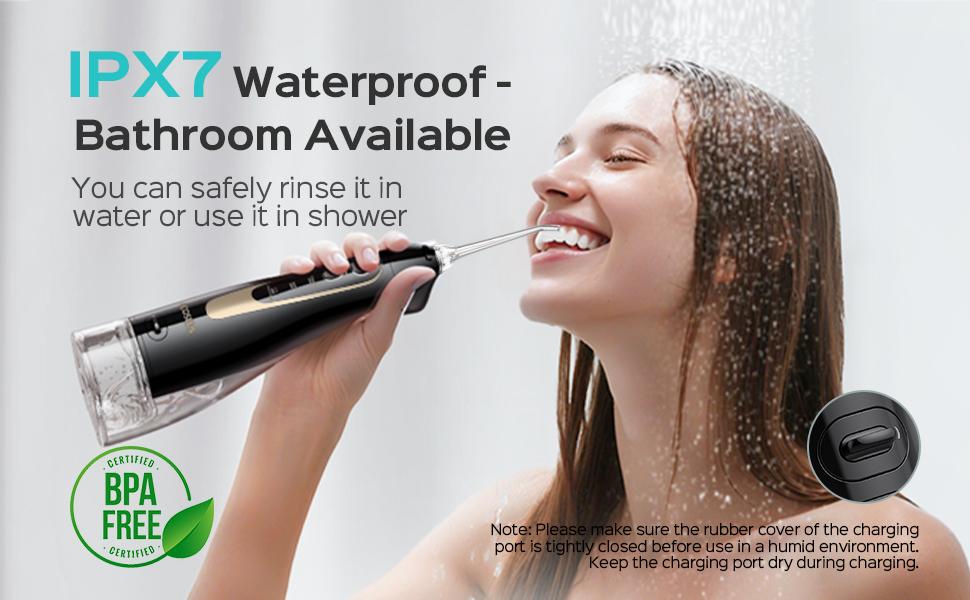 COSLUS CX20 Water Flosser For Teeth Cleane: Portable Cordless Oral Irrigator 300ML, 5 Nozzle,Multimodes, Rechargeable,IPX7 Waterproof for whitening tablets,Tongue Scraper Water Flosser For Braces,water flosser for tonsil stones/tartar, Oral Plaque Remover