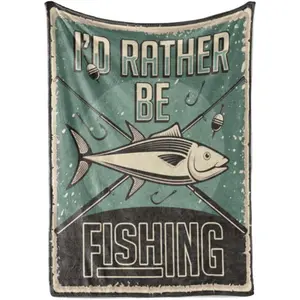 Fishing Gifts for Men Unique, Funny Fishing Gifts, 50x65 Inch Flannel Throw Blanket