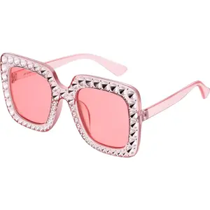 Women Oversize Square glitter Sunglasses Retro Thick Frame Disco Sunglasses