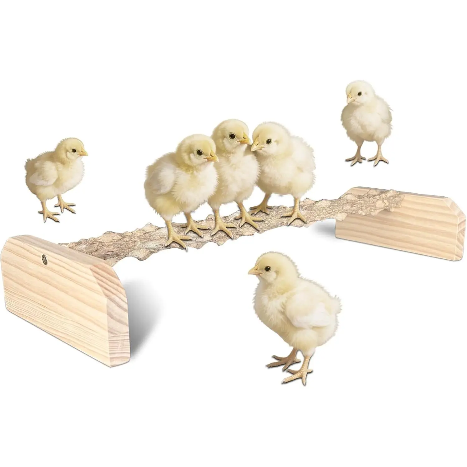 Naturally Textured Wooden Chicken Perch - Poultry Perch Toy, Suitable for Chicks/Birds, Easy to Install, Ideal for Brooder Boxes/Chicken Coop Accessories