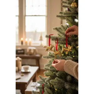 Gold Woodland Ornament Set – Set of 3