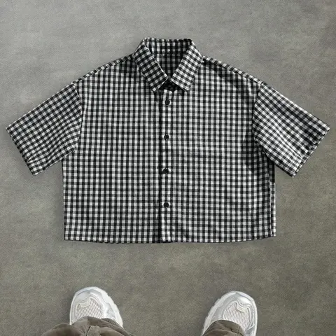 Men's Plaid Print Short Sleeve Shirt, Casual Button Collared Regular Fit Retro Button Collar Top for Summer, Fashion Men's Clothes for Daily Wear