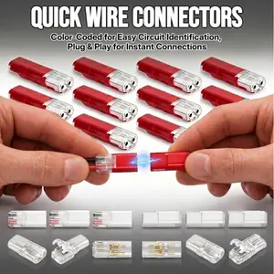 LED Light Strip Connectors 2 Pin, Double-Wire Plug-in Connectors, Low Voltage Wire Connectors with Locking Buckle, Fast Connect Plugs, (Red/White/Clear), for LED Strips, Automotive Wiring, Electricity Power Distribution & Secure DIY-YY