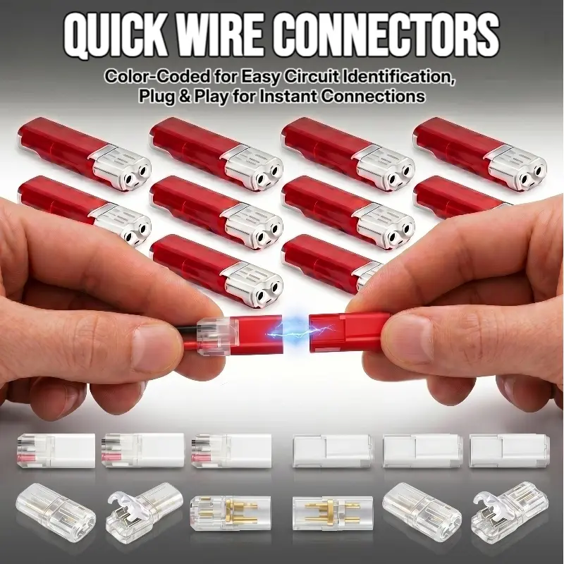 LED Light Strip Connectors 2 Pin, Double-Wire Plug-in Connectors, Low Voltage Wire Connectors with Locking Buckle, Fast Connect Plugs, (Red/White/Clear), for LED Strips, Automotive Wiring, Electricity Power Distribution & Secure DIY-YY