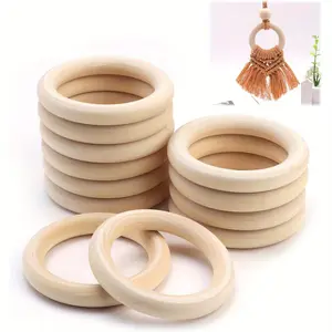 70mm  Wood Rings 12Pcs Smooth Unfinished Wooden Rings Multifunctional DIY Craft Accessories for Macrame Wall Decor Curtain Hanging Napkin Rings Plant Hanger Making Home Diy
