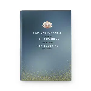 Affirmation Hardcover Journal — "I Am Unstoppable" Lotus Gratitude Notebook