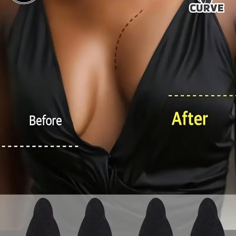 10 Pcs Invisible Lifting Sticky Bra Inserts, Breathable Seamless Push-Up Padding, Deep V Backless Strapless Strong Adhesive Breast Pads