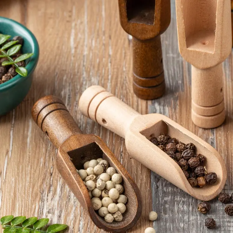 Wooden Tea Spoon (2pcs/set), Mini Wooden Spoon, Grain Spoon, Salt Spoon, Bath Salt Spoon, Kitchen Utensils, Tea Scoop, Kitchenware, Tea Making Tool