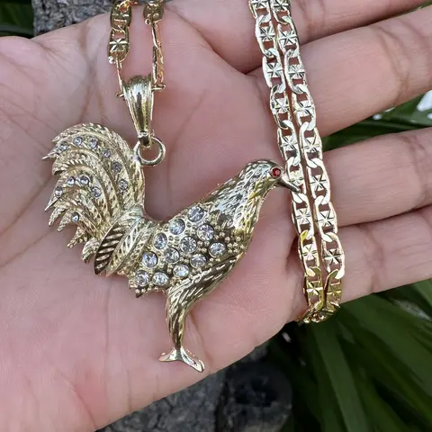 Rooster Bling Necklace Male Anniversary Female Birthday Daily Auspicious