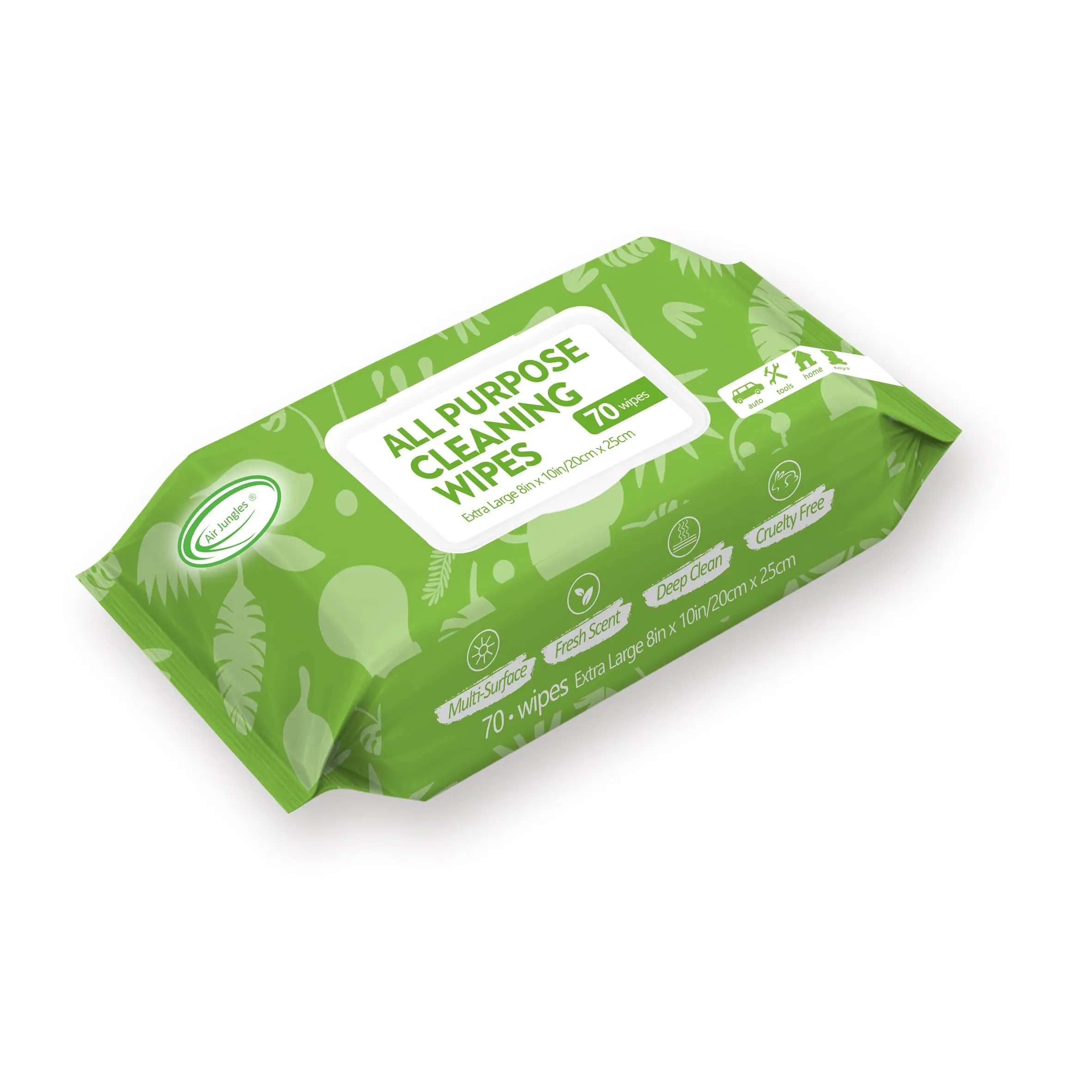 Air Jungles All Purpose Cleaning Wipes 70 Count, Extra Large 8" x 10" Cleaner Tissue for Car Home Interior Household Appliance Gym Couch Desk Kitchen