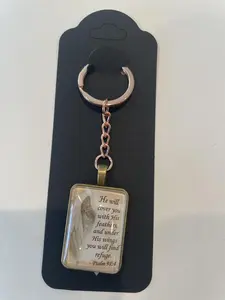 Psalm 91:4 Key Chain - Inspirational Design with Verse and Angelic Image, Perfect for Daily Use