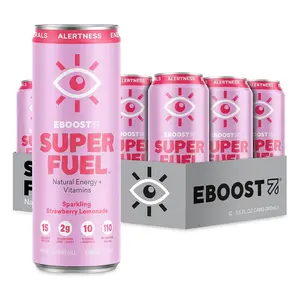 Super Fuel Energy Drink  Strawberry Lemonade  12 x 11.5 Fl Oz  Caffeine from Natural  Clean Ingredients  Essential Electrolytes, Nootropics, and Vitamins  Sports Preworkout Drink